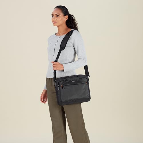 Kompakte Laptoptasche bis 14 Zoll – Umhänge- & Tragetasche mit Zubehörfächern, schwarz