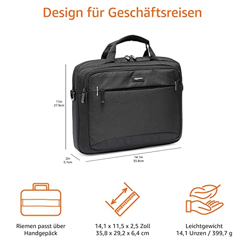 Kompakte Laptoptasche bis 14 Zoll – Umhänge- & Tragetasche mit Zubehörfächern, schwarz