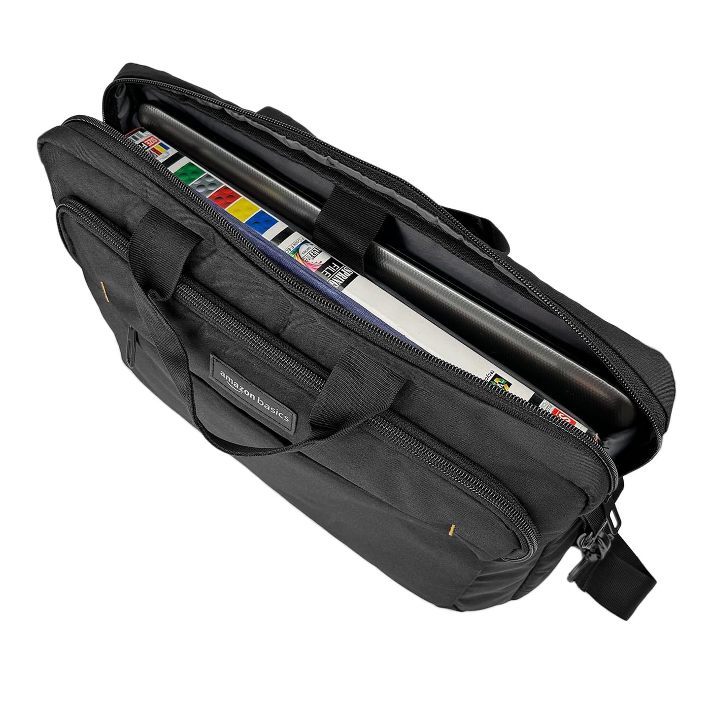 Kompakte Laptoptasche bis 14 Zoll – Umhänge- & Tragetasche mit Zubehörfächern, schwarz