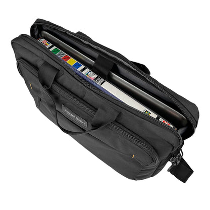 Kompakte Laptoptasche bis 14 Zoll – Umhänge- & Tragetasche mit Zubehörfächern, schwarz